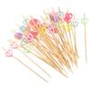 100Pcs Heart Cocktail Picks Toothpicks Skewers Bamboo Appetizer Sticks Decorations For Food Drinks Fruits Dessert