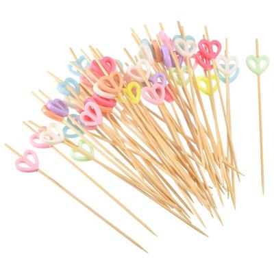 100Pcs Heart Cocktail Picks Toothpicks Skewers Bamboo Appetizer Sticks Decorations For Food Drinks Fruits Dessert