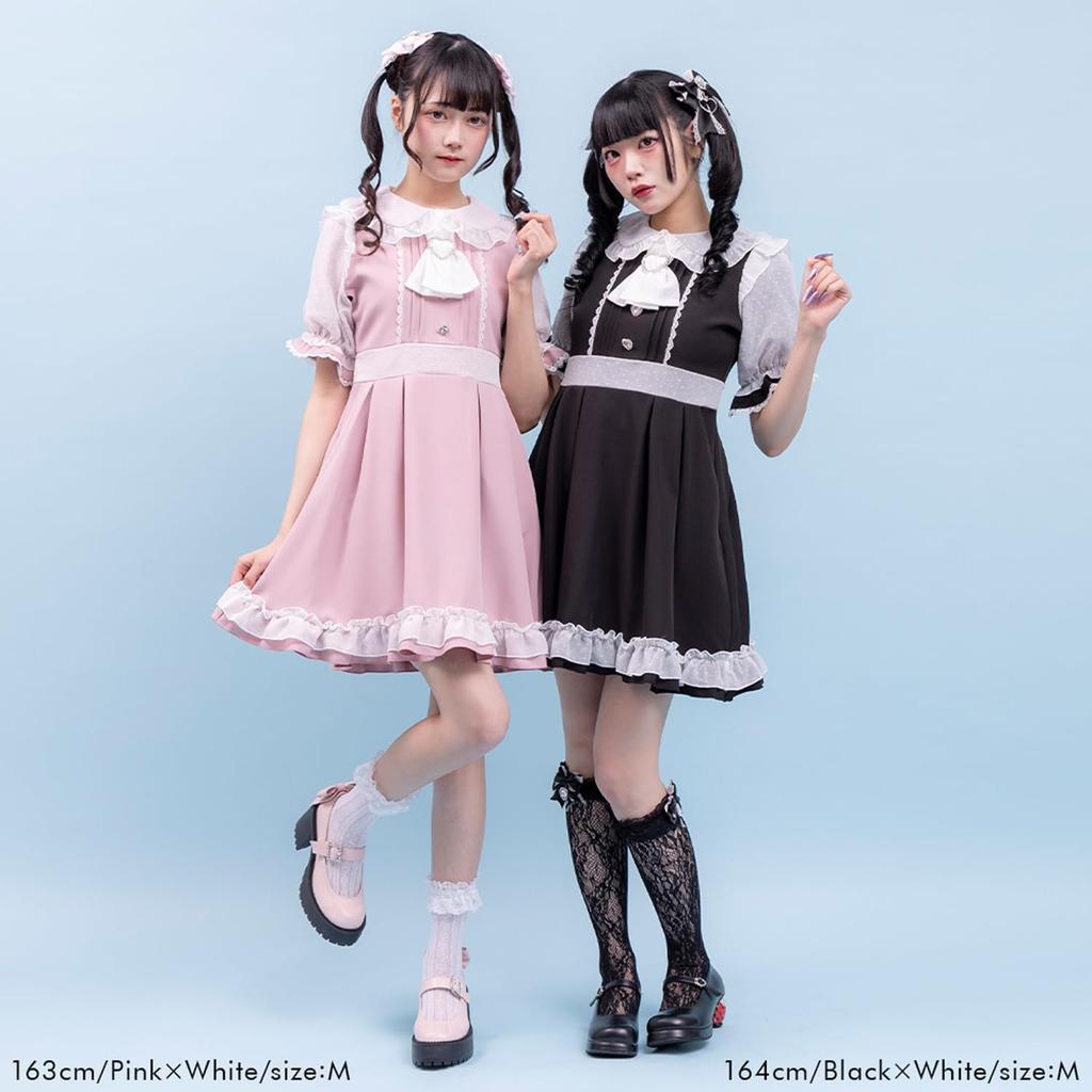 Heart Dot Scarf Dress, Blue X White, LL, Mass-Produced, Yumetenbo