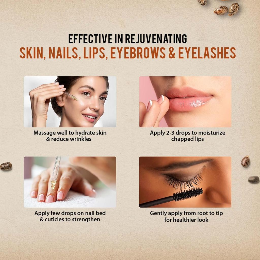 Dabur Castor Oil 200ml | 100% Natural Cold Pressed Oil For Hair Growth, Skin Hydration, Wrinkle Reduction & Nail Strengthening