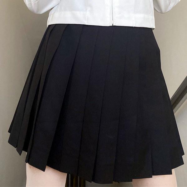 JK Sailor Suit: Black-Collared Off-White Pleated Skirt Set - Three-Piece Basic Style for Spring/Summer
