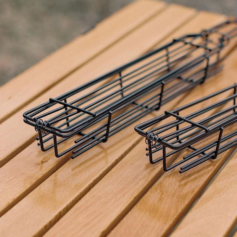 Outdoor Wooden Handle Barbecue Cage Camping Meat and Vegetable Barbecue Net Rack Picnic Barbecue Tools