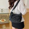 Vintage Denim Crossbody Bag Women's Multi-Pocket Single Shoulder Small Square Bag
