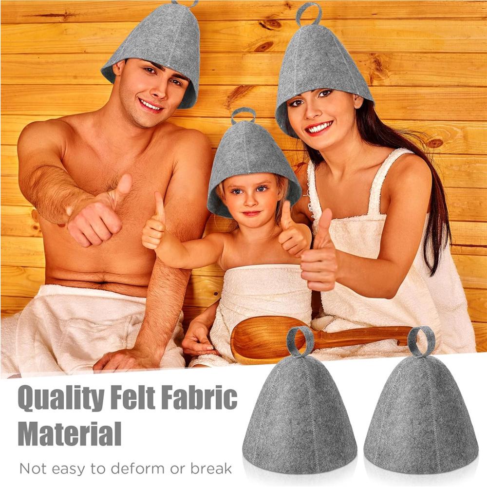 Fashionable Gray Felt Sauna Bath Cap - Minimalist Style, Absorbent, Quick Dry for Hot Springs and Bathroom Use