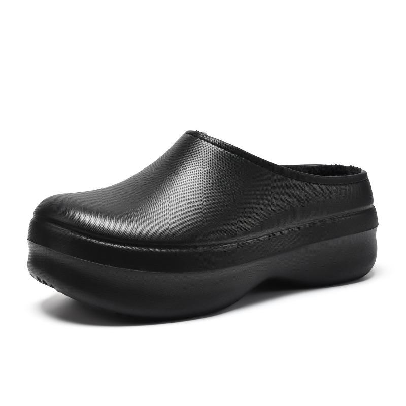 

A waterproof cotton slipper for women to keep warm in autumn and winter, a new indoor home bag and velvet non-slip cotton shoes. 44-45 чёрный