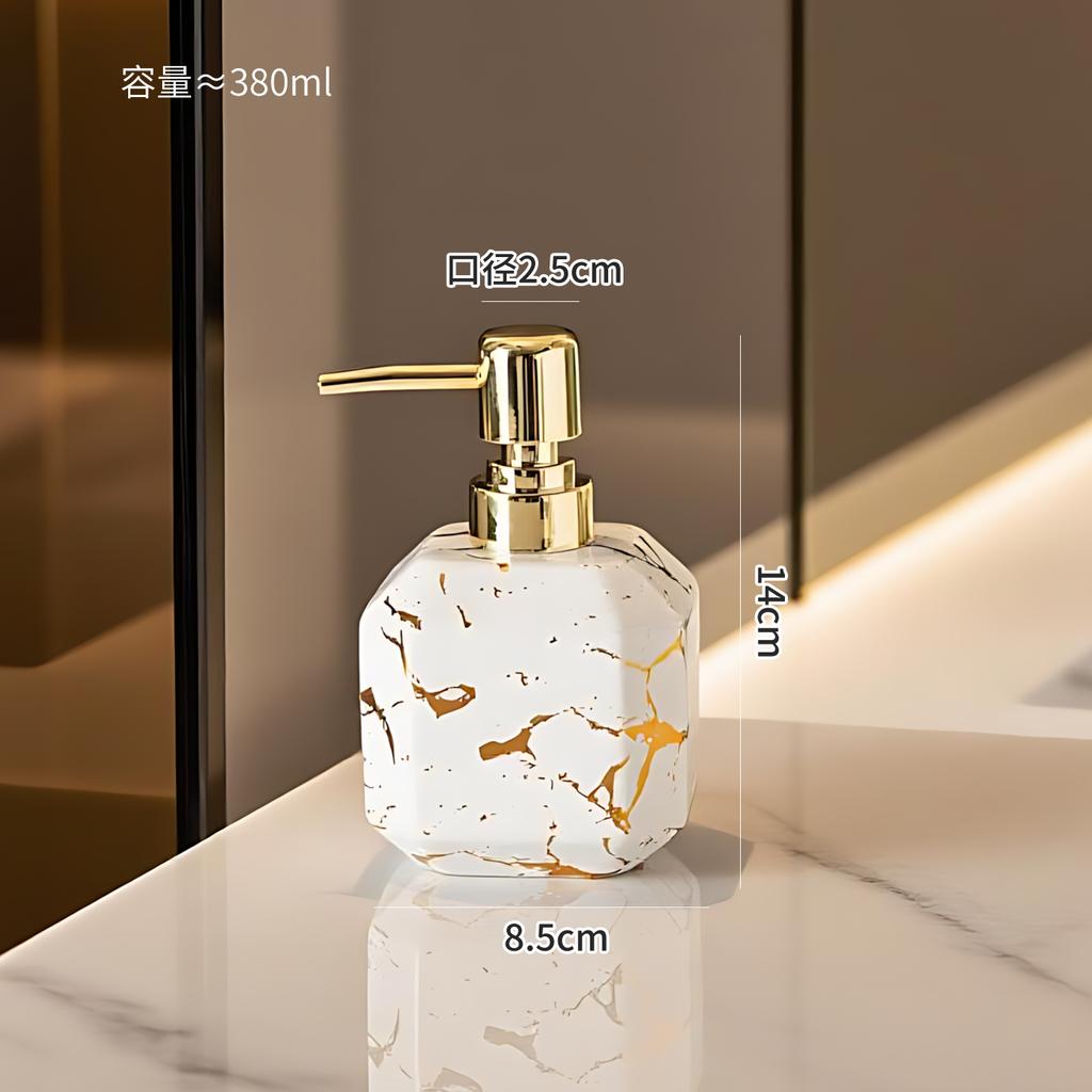 Marble Ceramic Bottle Luxury High-end Hotel Bathroom Household Shower Gel Hand Sanitizer Shampoo Water Bottle Press Bottle