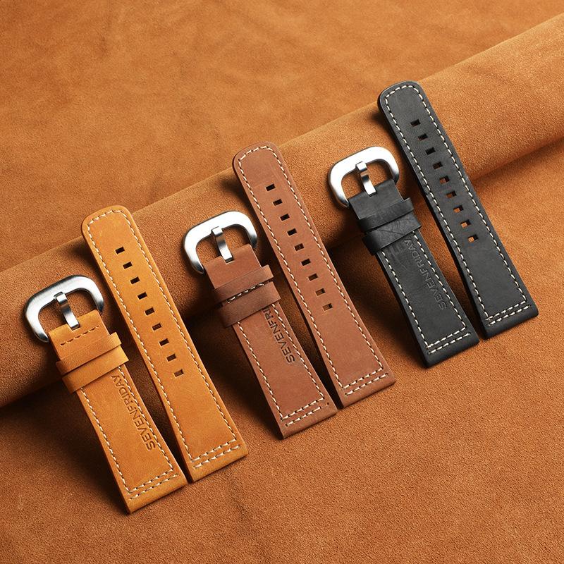 Crazy Horse Leather First Layer Color Line Fits Seven Fridays Sports Watch Strap Bracelet Leather Strap 28mm
