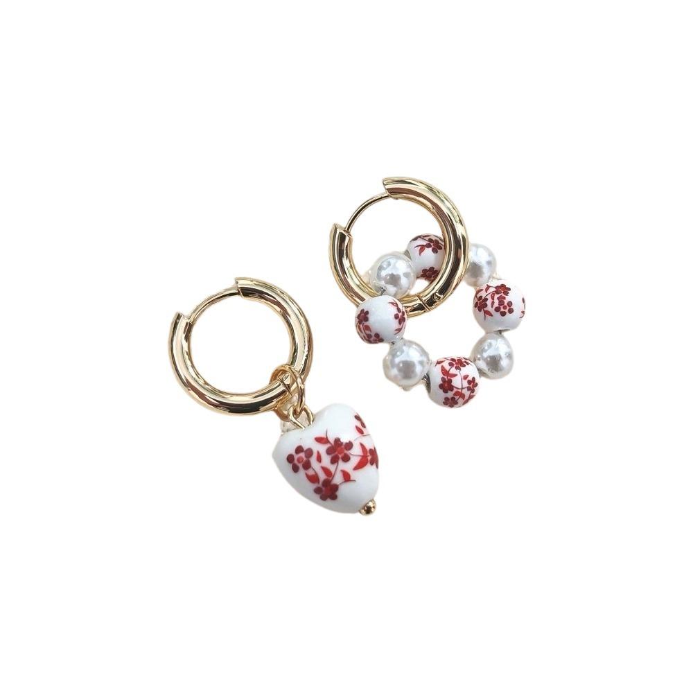 Ear Buckle Ceramic Pendant Earrings Stainless Steel Heart Earrings Elegant Ear Buckle Female
