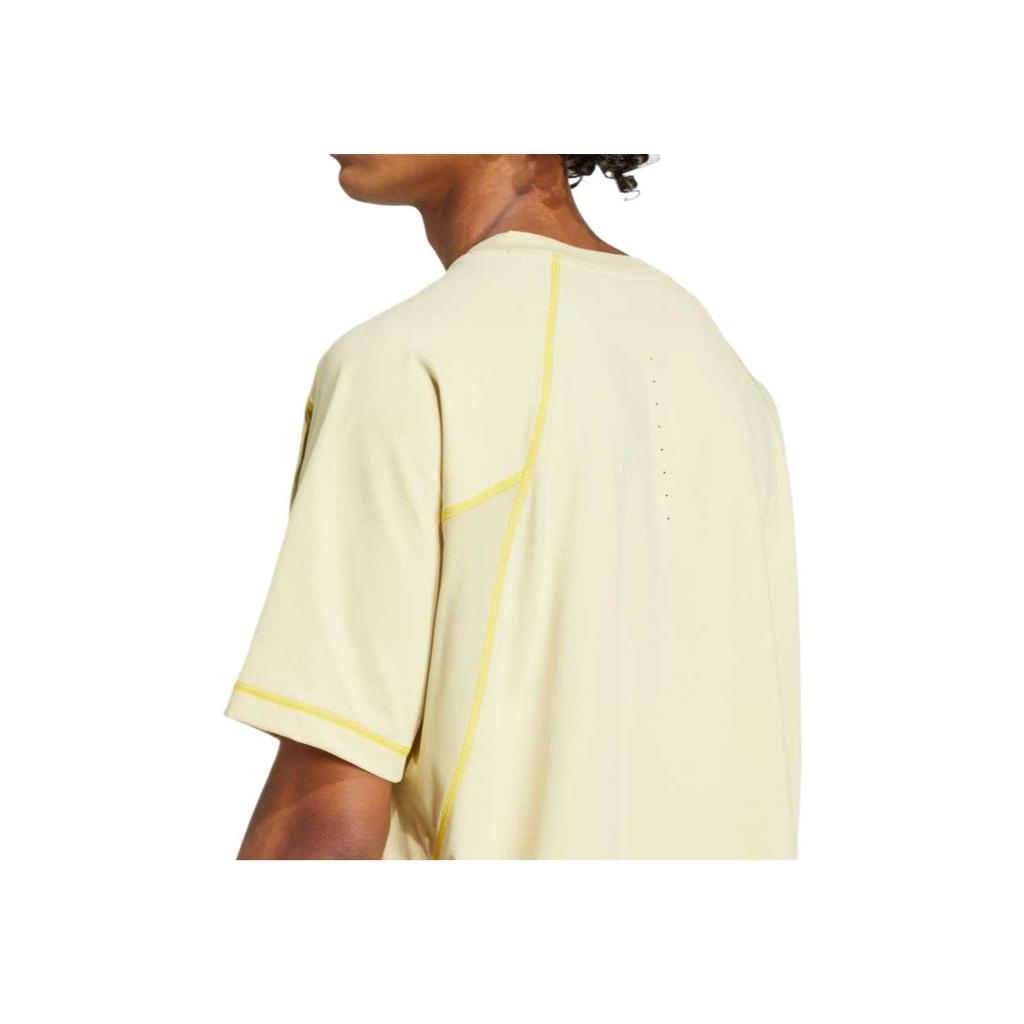 adidas X National Geographic Aeroready Outdoor Szybkoschnący T-shirt z okrągłym dekoltem i raglanowymi krótkimi rękawami Unisex Góra Pudrowo-żółty JD5961