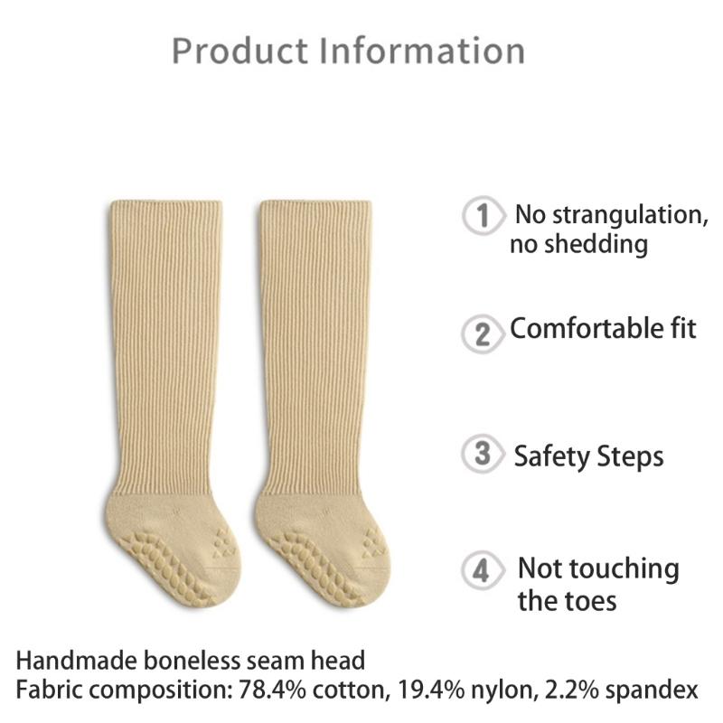 Anti-Rutsch Boden Socken für Kleinkind Mädchen Jungen Unisex Überknie Socken Säugling gekämmte Baumwolle Gummisohlen Socken für Innen