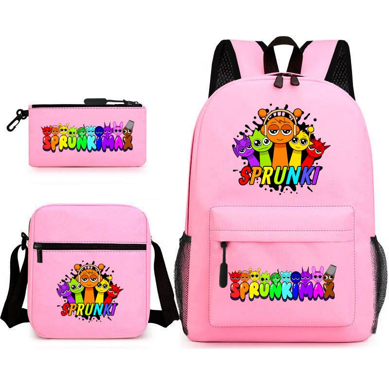 Rhythm box game merchandise student bag sprunki cartoon starry sky backpack leisure bag 3-piece set D