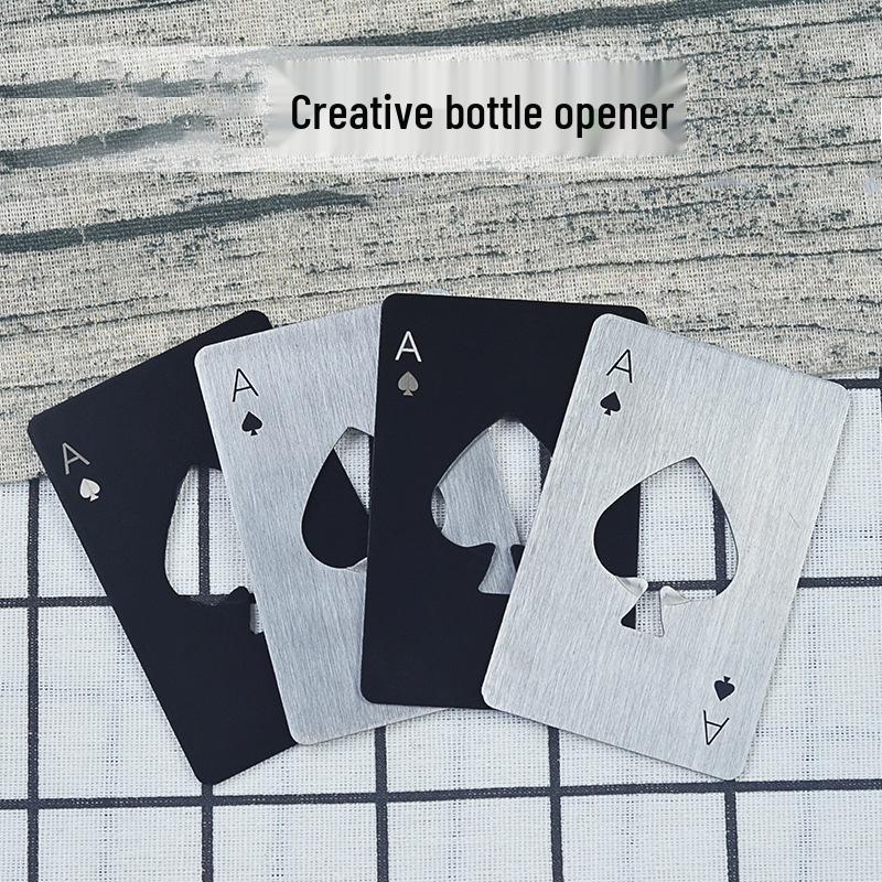 A-shaped Stainless Steel Poker Card Bottle Opener - Customizable with Logo