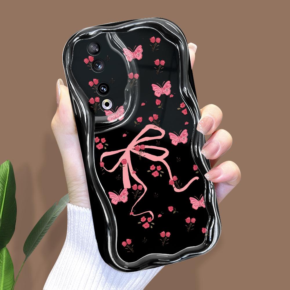 

Милый мультяшный узор, кремовая текстура, мягкий силиконовый чехол с волнистыми краями, чехол для телефона для Huawei Honor Infinix Tecno iPhone Infinix Hot 50I чёрный