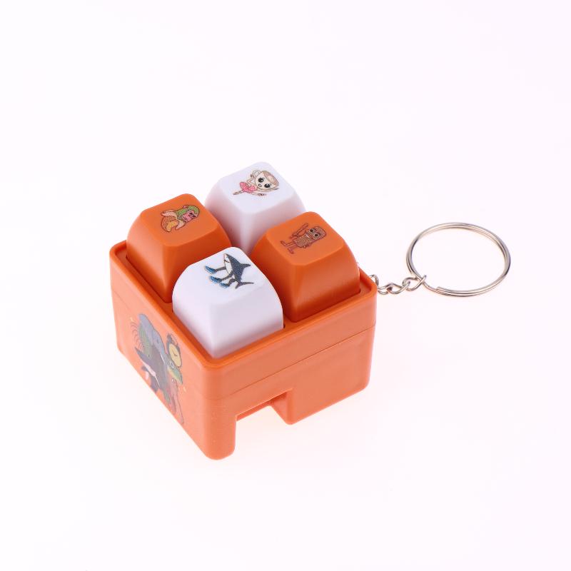 1/2Pcs 4 Button Brainrot Keychain Tung Tung Tung Sahur Sound And Light Toys Anime Stress Relief Keyring Toy Holiday Gifts