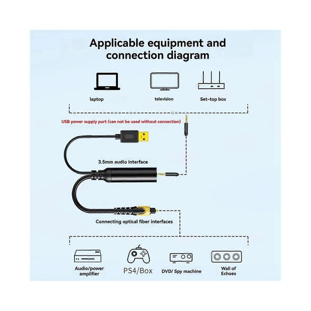 3.5mm to SPDIF Audio Converter, Analog to Digital Audio Adapter 3.5mm Aux to Optical Cable for TV G