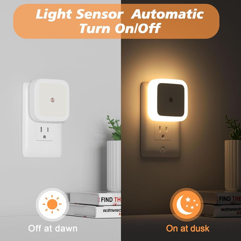 8 LED Wall Plug Night Light Warm White Light Decor Bedroom Bathroom Corridor Home Indoor Lighting Living Room Lamp Decoration