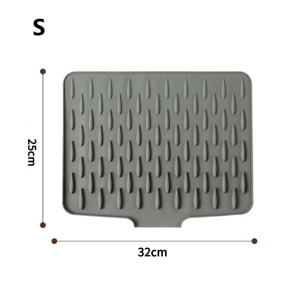 

Kitchen Silicone Drain Mat Heat Resistant Non-Slip Drying Mat for Sink Countertop Dish Drying Pad Easy Clean Kitchen Organizer S серый