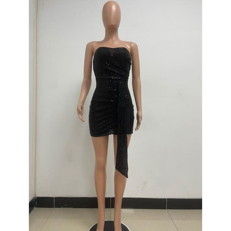 Women's Strapless Backless Dress Sweet and Spicy Wind Sleeveless Ribbon Dress