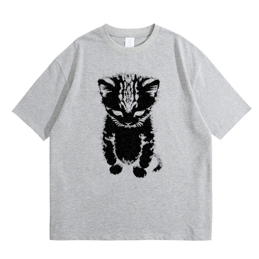El Gato Sad Crying Cat Funny Meme Graphic TShirt  Unisex Mens Casual Humorous Vintage Oversized Cotton Short Sleeve Tshirts