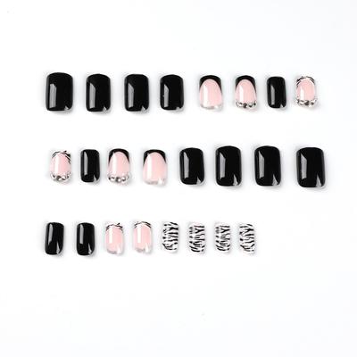 24 Pieces Short False Nails Press-on Nails  Glitter Manicure Nail Patches 10ml