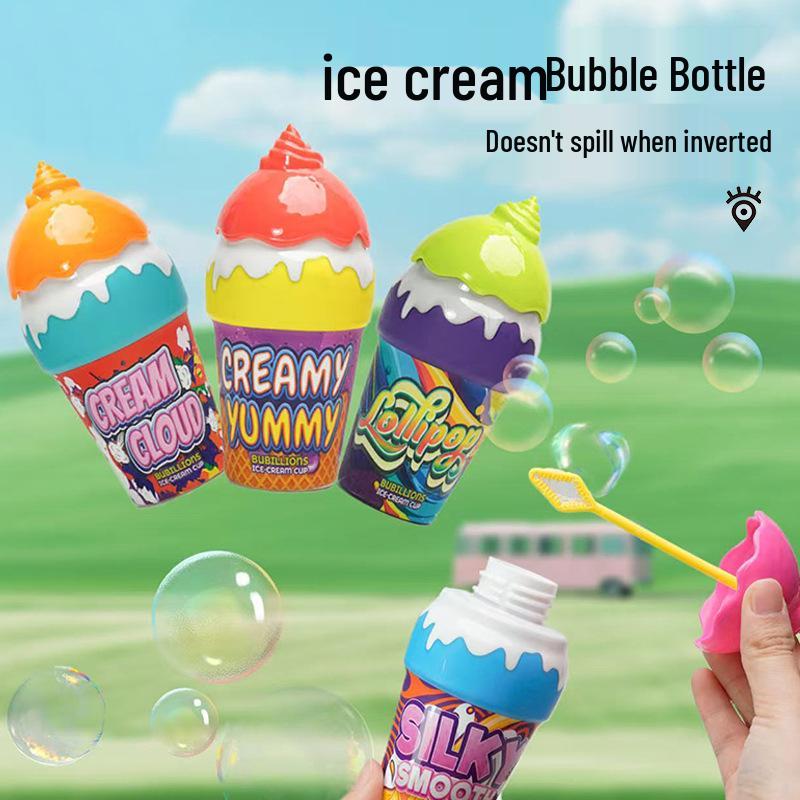Cross-border Non-Spill Ice Cream Bubble Wand for Kids - Summer Outdoor Toy
