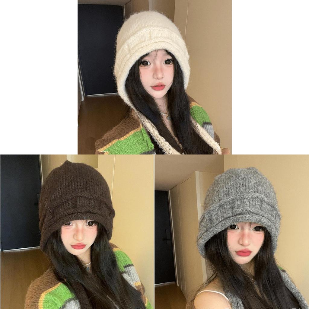 Woolen Knit Hat For Women With Windproof Warmth For Outdoor Activities