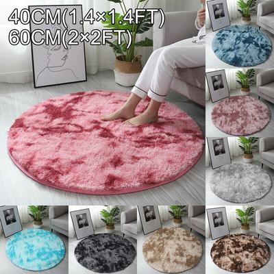 Circle Round Shaggy Rug Living Room Bedroom Carpet Floor  Mat Anti-Skid
