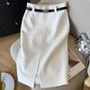 Premium Office Lady Pencil Skirt Women Spring Summer Elegant Beige Bodycon Hip Skirt Workwear