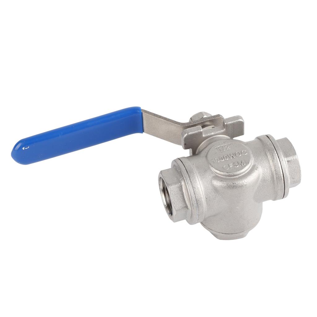 Stainless Steel SUS304 Pipe T Port Ball Valve Three Way Type Female Thread DN15
