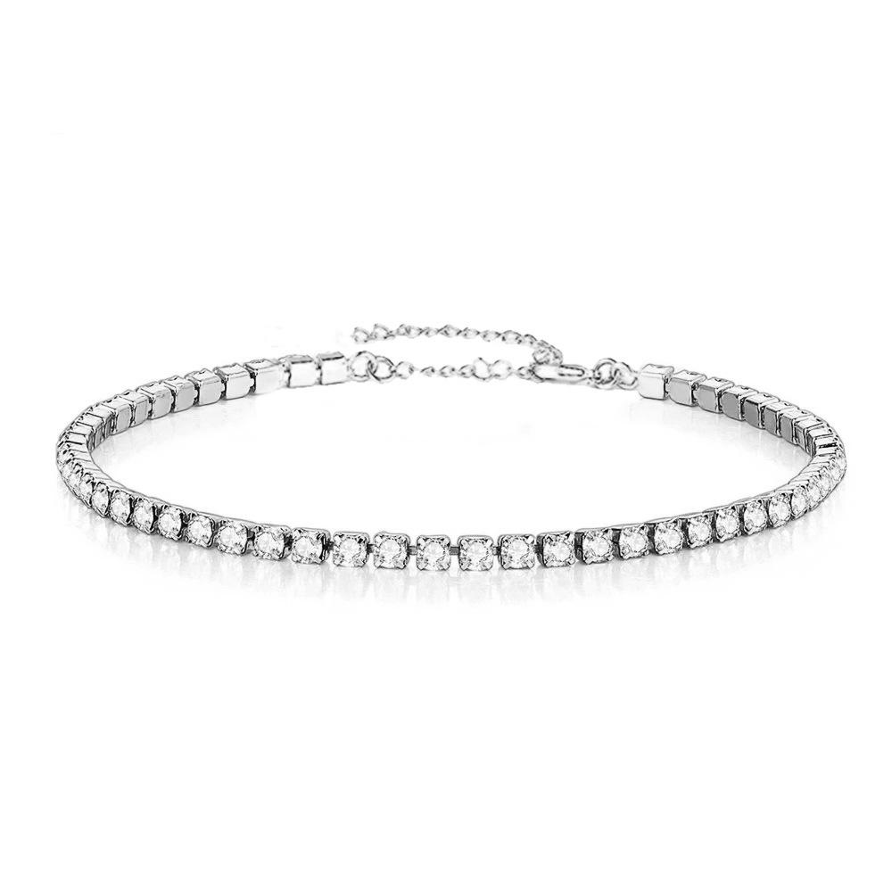 Punk 2mm Iced Out Tennis Chain Bracelet Female Gold Silver Color Stainless Steel Cubic Zirconia Bracelets for Women Jewelry Gift