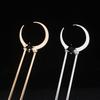 New Metal U Shape Moon Hair Sticks for Women Vintage Elegant Chinese Black Crystal Hairpins DIY Hairstyle Hair Accessories Gifts