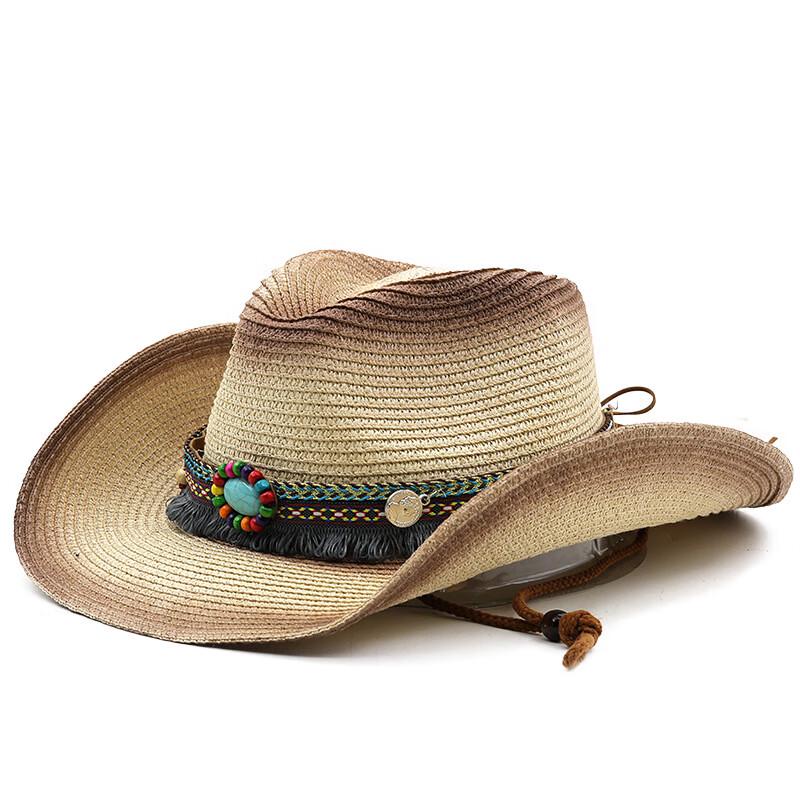 Boho Western Stil Faltbarer Strohhut mit Windseil