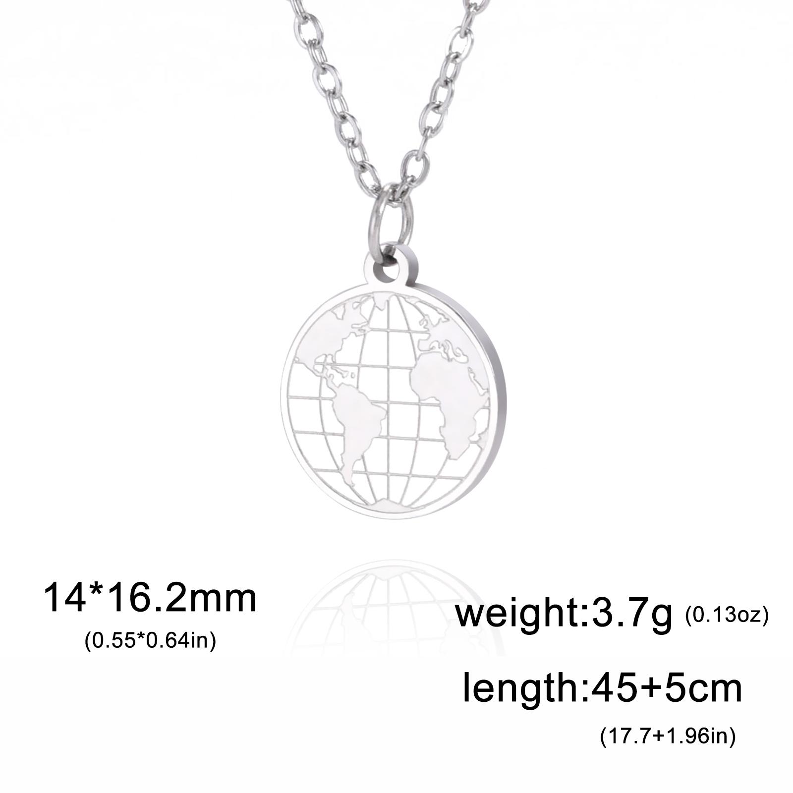 

Map Global Shapes Corrode Circular Pendant Necklaces for Women Men Stainless Steel Women s Jewelry Accessories Christmas Gifts