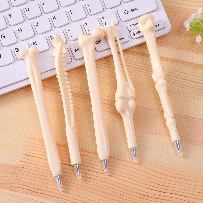 10Pcs Realistic Bone Ballpoint Pens Novelty Office Supplies Creative Design Bone Shaped Gel Pen Students Study Stationery Gift