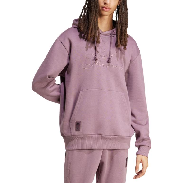 adidas Real Madrid FW24 Comfortable Pullover Casual Hoodie American Vintage Sweatshirt Men Hoodies Dark-Gray Purple Pink IT3766