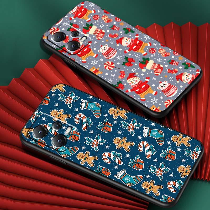 Christmas cartoon pattern For Xiaomi Redmi Note 15 14 13 12 12S 11E 11 11S Pro Plus 4G 5G Black Soft TPU Phone Case