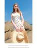 Elegant French White Polka Dot Suspender Dress - Summer 2025 Waist-Cinching Slimming Design
