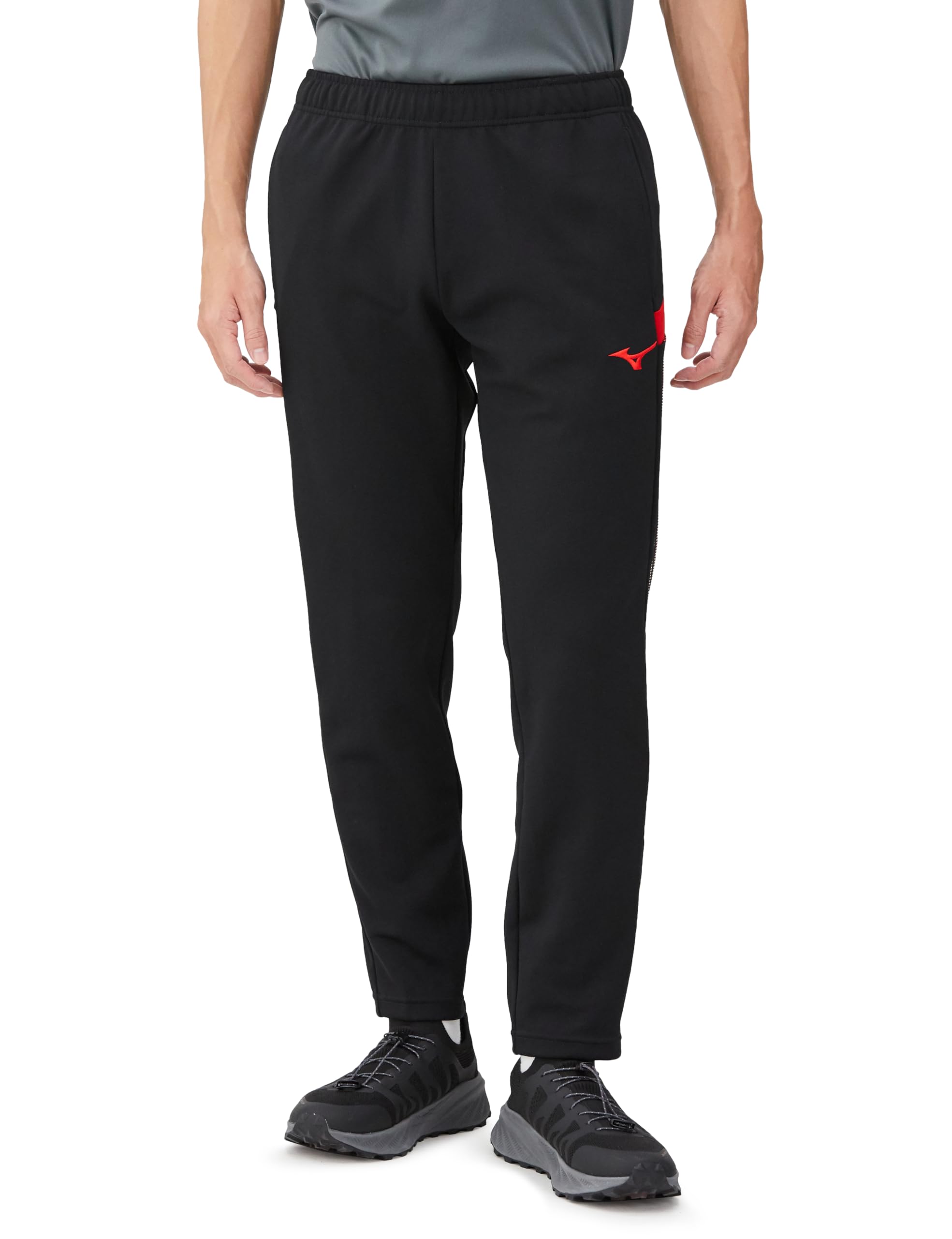 

Mizuno MC Line Warm-Up Pants, Sweat-Wicking, Quick-Drying Jersey, Unisex, Size 32MDB110, Black/Chinese Red, M
