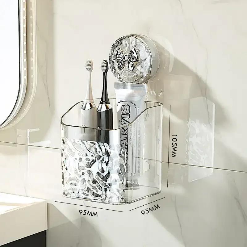 Capacity Pattern Suction Cup Shelf Multi-Capacity Sucker Rack Bathroom Suction Tray Shelf, No Punch Box Bathroom Hanging Basket