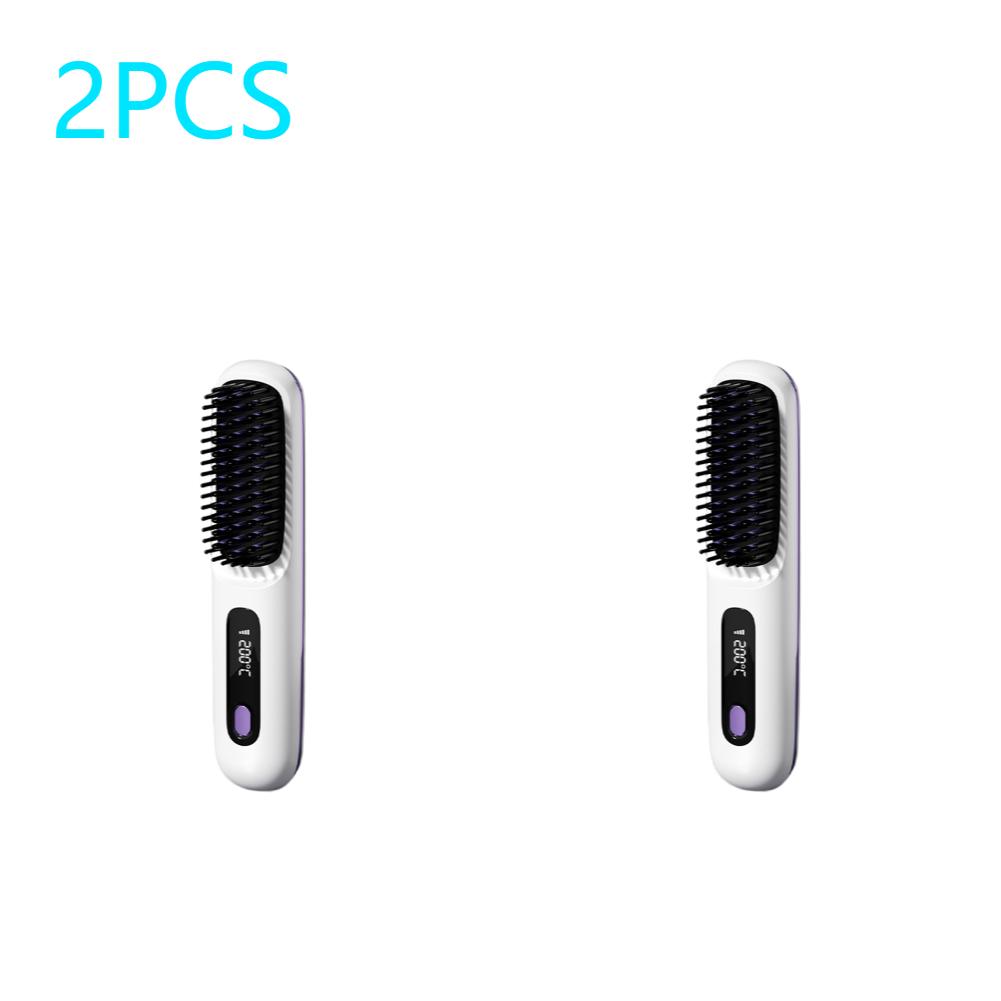 Tragbare Glättbürste Wiederaufladbar 3 Einstellbare Temperaturen Haarglättungsbürste Kabelloser Haarglätter 1-2 STÜCK
