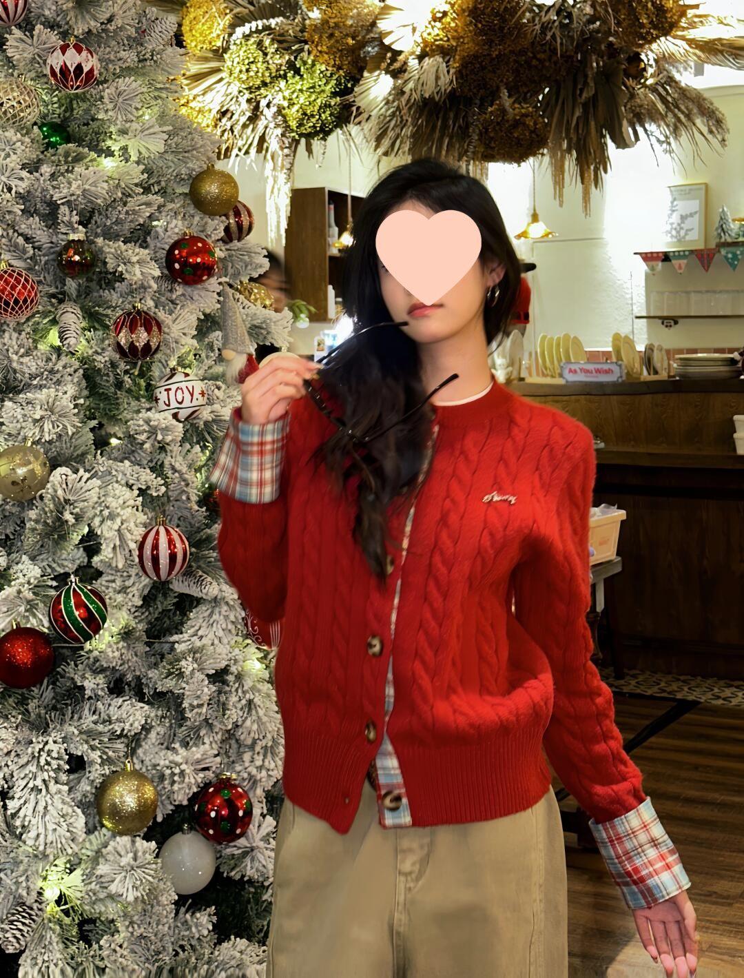 

Женский кардиган в красную клетку пэчворк: Вязаный свитер в университетском стиле Осень/Зима XL (115-130 jin recommended) красный