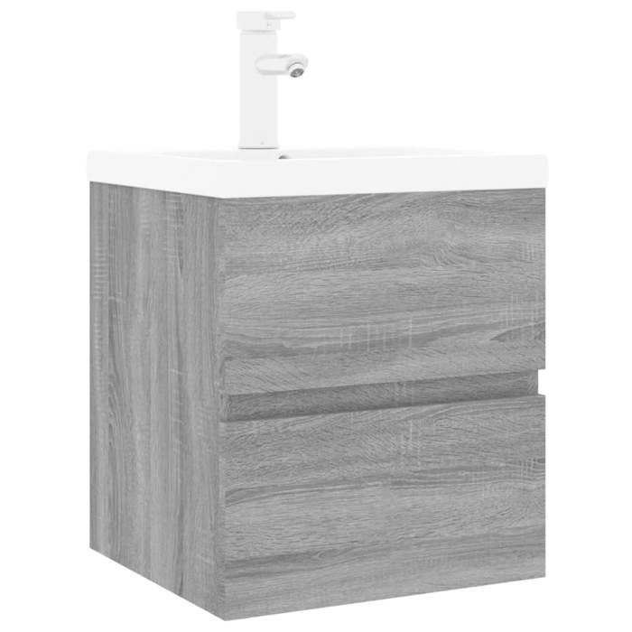 3152862 vidaXL Vanity Unit with Integrated Basin Sonoma Grey Engineered Wood