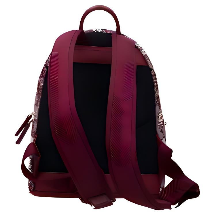 MCM Burgundy Gradient Visetos Monogram Backpack with Large 3D Logo for Daily & Street Style Use