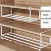 Home Shoe Cabinet Kitchen Storage Rack Retractable Shoe Organizer Layered Space Saver Easy Install Durable Durable Closet Shelf