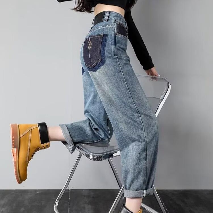 Women's Jeans Pants Large Size Women's Elastic High Waist Harem Pants