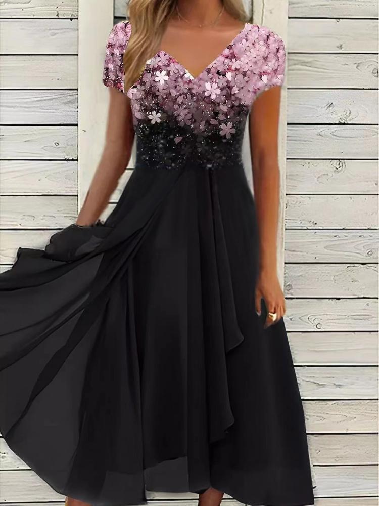 Summer Women's Dress, Urban Casual Fashion, Chiffon Patchwork Women's Dress