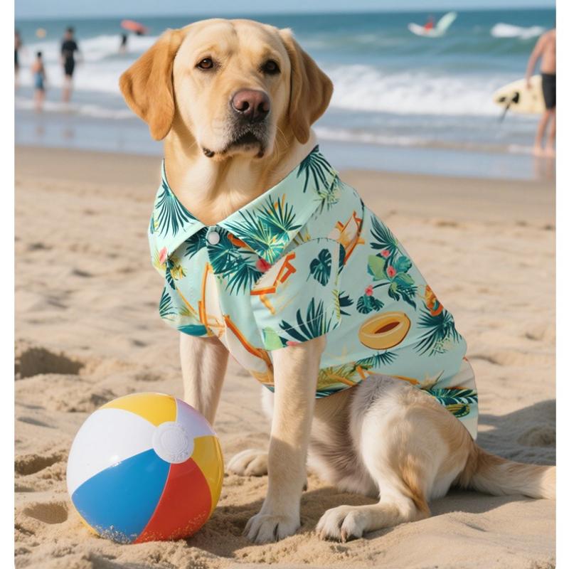 Summer Ice Pet Shirt Big Dog Printed Beach Shirt Breathable Clothing