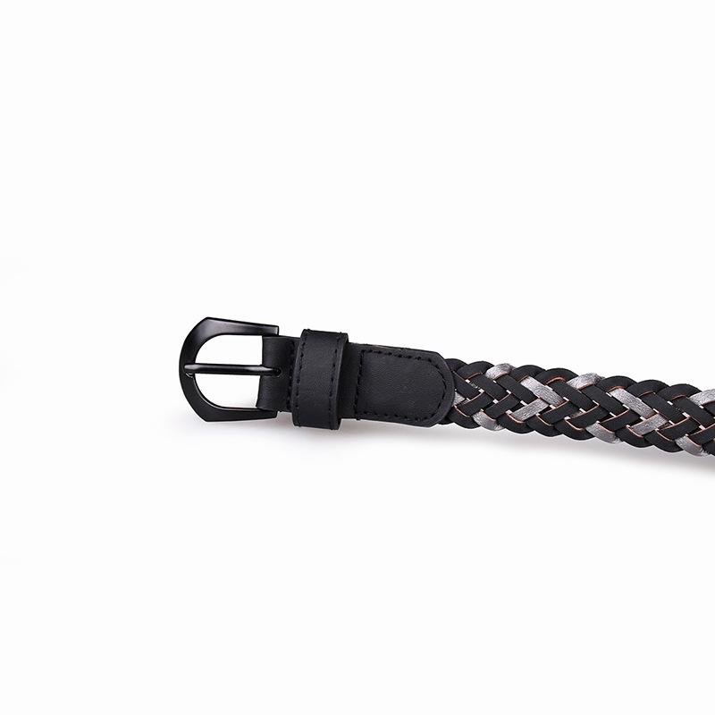 European and American New Women's Spray Painted Buckle Head Mixed Color Braided Belt for Women Candy Color Pin Buckle Sweet Handmade Belt