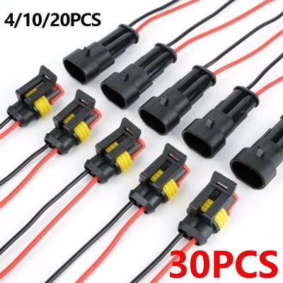 4PCS 20PCS 10PCS Car Sealed Waterproof Electrical Wire Connector Plug 2 Pin Way