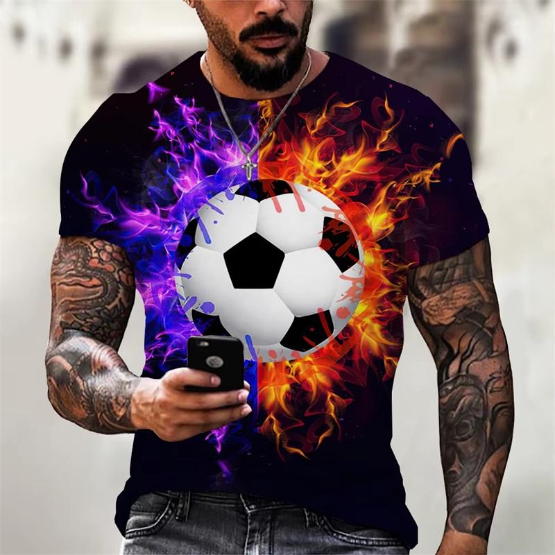 Men's Football Printed Short-sleeved Fashion Versatile Top Casual T-shirt Loose Comfortable T-Shirts Men’s